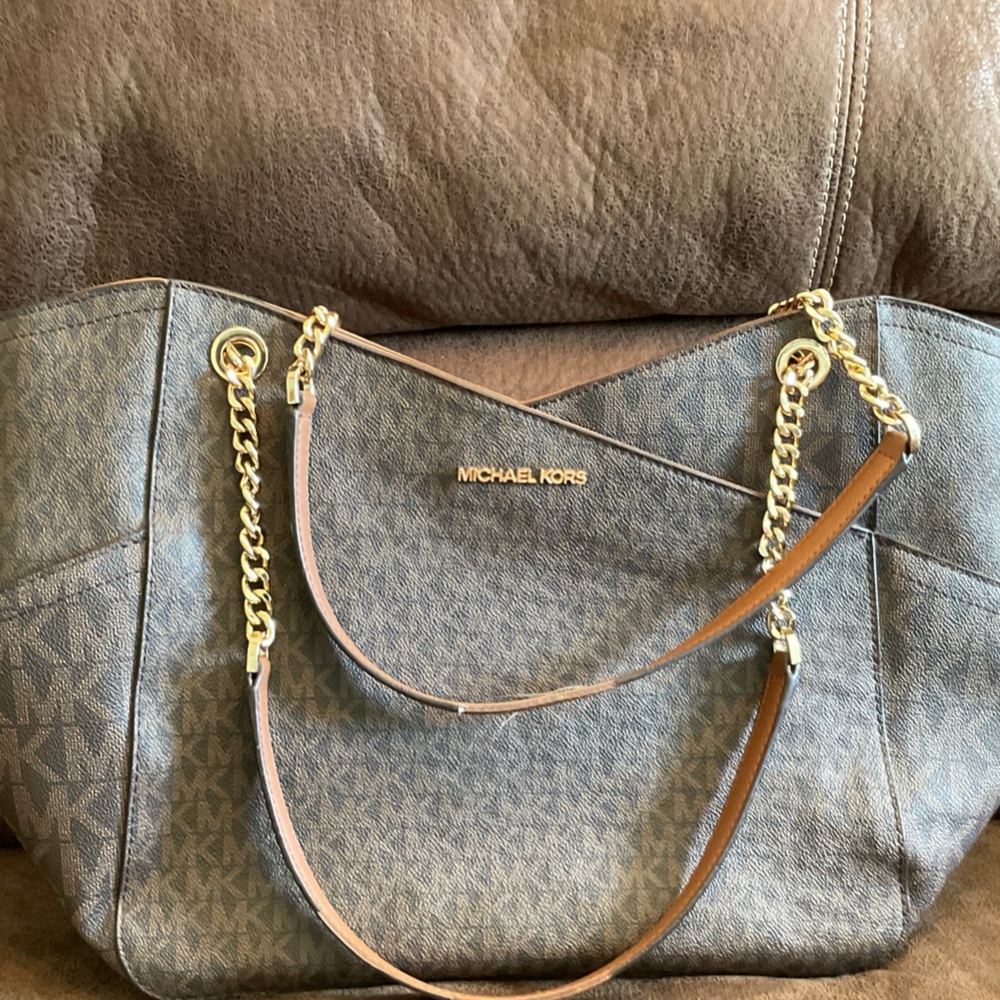 Michael Kors Black and Brown Shoulder Bag